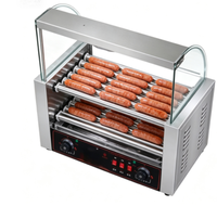 Machine à griller les saucisses XJD-7 professionnelle à 7 tubes en acier inoxydable avec étagère pour snack-bar