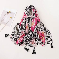 Selendang Wanita Motif Daun Etnik Bergaya, Bahan Polyester Ringan, Panjang, dan Bernapas, Cocok untuk Pesta dan Pelindung dari Sinar Matahari