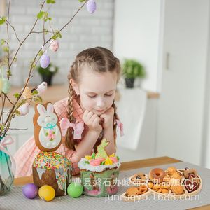 Bandeja de aperitivos de Pascua con forma de conejo, plato de postres de madera con divisiones para servir frutas y dulces en fiestas - Product Image 3
