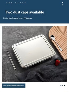 Ensemble d'assiettes à dîner divisées en acier inoxydable 304 durable avec couvercle, boîte à lunch carrée de style chinois pour l'école, le camping, l'usage domestique - Product Image 6