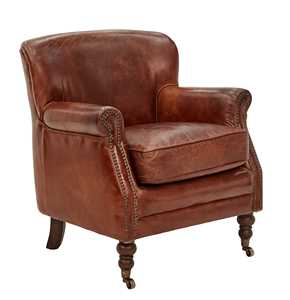 Comfortable Classic Leather Arm Chair Wooden <b>Frame</b> Durable Construction Perfect For Living Room Lounges Or Study Areas - Product Image 3