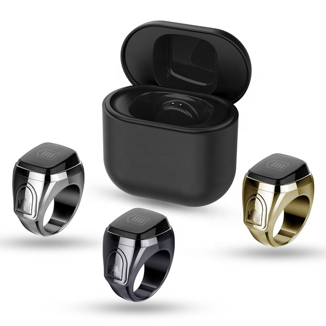 Smart Tasbih Zikr Ring Time Reminder Smart Counter Digital Display Metal IPrayer Ring 3 Muslim Smart Rings with Charging Case