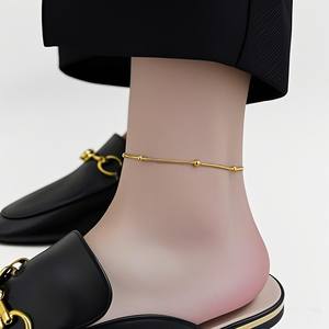 Chaîne de cheville haut de gamme pour femme, plaqué or 18 carats, en acier inoxydable inaltérable, motif géométrique, avec coquillage et <span class=keywords><strong>pierre</strong></span> principale, nouvelle mode - Product Image 4