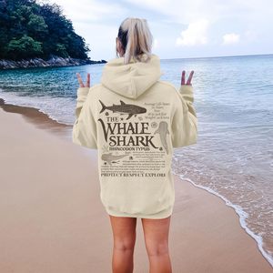 Sudadera con Capucha de Tiburón Ballena para Mujer, Sudadera Informal de Forro Polar, Sudadera con Estampado de Animales Marinos - Product Image 6