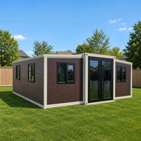 Maison conteneur moderne modulaire extensible et pliable avec salle de bain, cuisine, chambre et bureau, idéale pour les complexes hôteliers en plein air