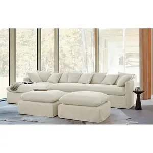 Fadddish灰色l形织物组合沙发沙发木框沙发套装家具客厅