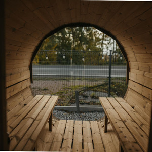 2-4 אדם חשמלי מוצק מודרני עץ מלא חיצוני חבית סאונה חדר אדים יבש עבור וילה גן בית להירגע - Product Image 3