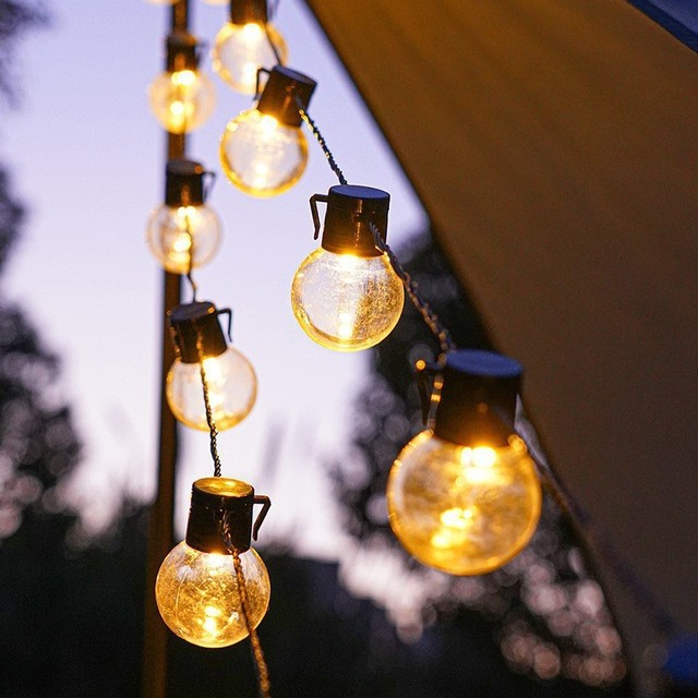 Commercial Grade Outdoor LED Patio Lights IP44 Solar Powered Landscape Light Strings Holiday Lighting Display CE Certified