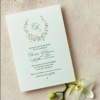 Cartes d'invitation de mariage personnalisées en papier coton avec impression d'encre blanche, élégance intemporelle et éternelle, pour réserver la date