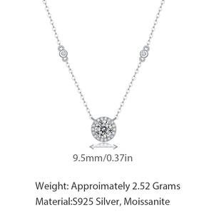 Jiuzuan moda joyería fina diamante piedra 1ct moissanita rodio plateado colgante S925 plata esterlina encanto cadena collar - Product Image 3