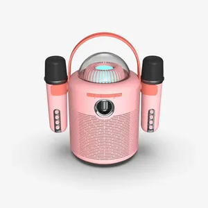 Speaker lampu LED warna-warni portabel, pengeras suara bluetooth pesta dengan mikrofon untuk pesta rumah