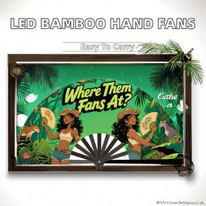 Abanicos Plegables de Bambú Personalizados de 13 Pulgadas con LED, Diseño Musical, Decoración Portátil para el Hogar, Grabado para el Año Nuevo Chino - Product Image 3