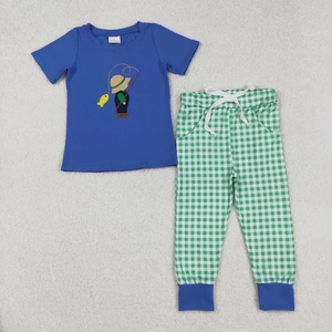 Conjunto de pantalones cortos para niñas de manga larga a cuadros verde claro - Product Image 3