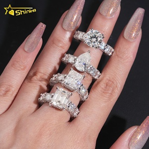 Koleksi cincin pernikahan perak murni 925 hadiah Wanita Perhiasan halus ices Out 5ct VVS cincin Moissanite dikirim dari gudang Amerika Serikat - Product Image 6