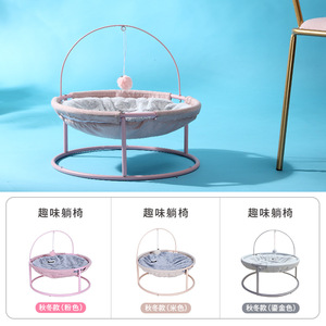 Lit hamac rond interactif pour chat, pour toutes les saisons, rembourrage en fibre de polyester douce, lavable à la main - Product Image 3
