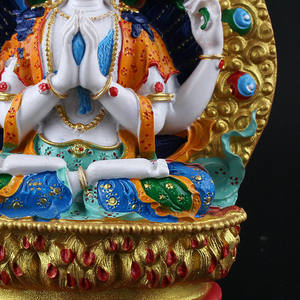 พระอวโลกิเตศวรโพธิสัตว์เรซินที่ละเอียดอ่อนพระโพธิสัตว์,รูปปั้นพระพุทธรูปพระพุทธรูปทิเบตสี่อาวุธชุบมือ11.5ซม. - Product Image 4