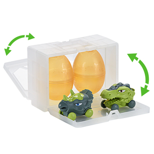 Venta Caliente: 3 Figuras de Dinosaurios Pequeños y 2 Vehículos de Dinosaurios, Juguete de Plástico ABS Fundido a Presión, Estuche Portátil de Almacenamiento - Product Image 4