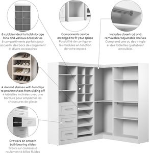 83-inch Walk-In Closet Organizer System Drawers Modern White Bedroom Furniture <strong>Wardrobe</strong> <strong>Cabinet</strong> - Product Image 6