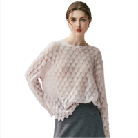 Pull en laine pure 100% de haute qualité pour femme, style français décontracté, texture écaille de poisson, épaules tombantes, tricot de luxe