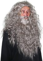 Noël Cosplay Hobbit Gandalf Cosplay Perruque et Barbe Ensemble Casque pour Le Seigneur des Anneaux Fans Fête et Vacances DIY Décoration
