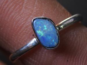 Australian <b>Opal</b> <b>Ring</b> 925 Sterling <b>Silver</b> Multi Fire October Birthstone Doublets 4.5 US Size Handmade Classic Prong Setting - Product Image 2