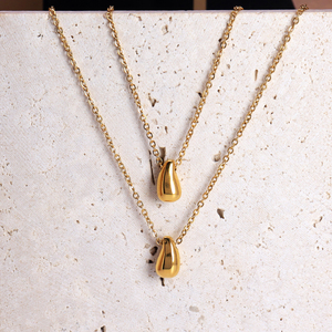 Fashion Pure 18k Gold Water Drop Pendant Necklace Small <strong>Golden</strong> Bean Necklace for Women High Quality Stainless Steel Necklace - Product Image 2