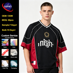QZFSO Manufacturer OEM Vintage Hip Hop Mesh American Football Jersey Custom Sublimation Streetwear Rugby Uniform <b>Top</b> Jersey - Product Image 1