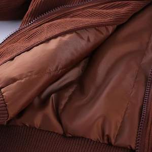 Blouson universitaire en velours côtelé personnalisé avec logo pour garçons et filles, blouson bomber vintage marron style Letterman, manteau patchwork pour enfants, vente en gros - Product Image 3