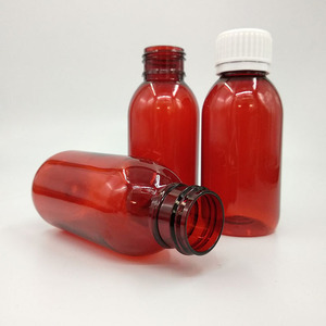 Offre Spéciale 100ml en plastique ambre toux sirop bouteille vide médical ovale conception avec bouchon à vis pour liquide pour usage médical - Product Image 2
