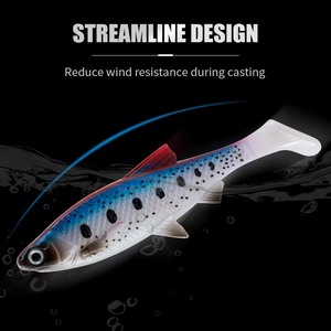 LUSHAZER Esca Artificiale Swimbait Grande da 38g in Plastica Morbida Wobblers da Pesca con Coda a T e Occhi 3D per la Pesca dalla Barca al <span class=keywords><strong>Salmone</strong></span> e al Persico - Product Image 5