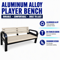 Bancs de terrain de sport en alliage d'aluminium pour athlètes de tennis, padel et football, avec auvents et patins en caoutchouc