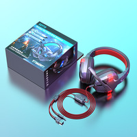 Headset Game dengan mikrofon, headphone Game lampu LED untuk Xbox PS4 PS5 peredam kebisingan 7.1 Stereo HiFi Game komputer
