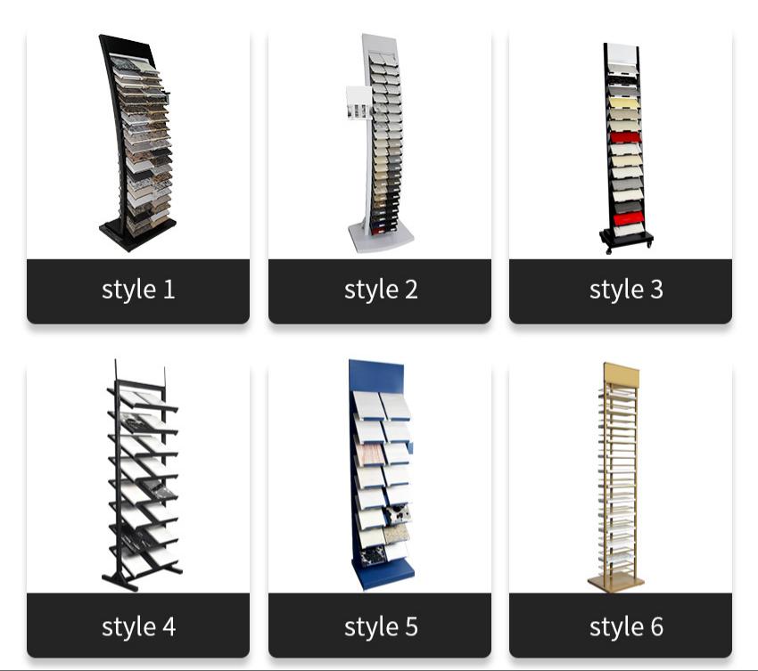 Tsianfan Design Metal Display Turning-Page Marble Granite Stone Quartz Floor Rack Porcelain Ceramic Tile Wing Display Stand