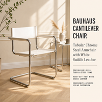 Chaise Bauhaus, chaise de bureau design, chaise de loisirs, chaise de salle à manger mi-siècle, chaise nordique en acier inoxydable, cuir de selle, mobilier pour la maison