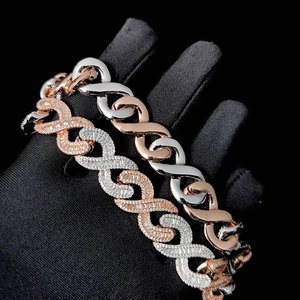 Bracelet à maillons en argent sterling 925 avec breloque diamant de créateur, bijou de luxe unisexe, élégant et étincelant, accessoire cadeau - Product Image 1