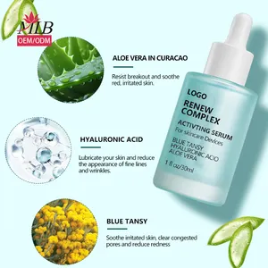Soin de la peau du visage naturel biologique de marque privée renouveler le complexe acide hyaluronique Aloe Vera activateur Blue Tansy Serum