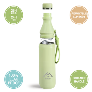 Botella de Agua Personalizada Desmontable de Acero Inoxidable de 18 oz, Termo Modular 2 en 1 con Boquilla Ancha, Jarra Deportiva Aislada para Hielo con Aislamiento de 24 Horas - Product Image 1