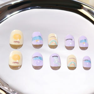 Pré Collé Violet <span class=keywords><strong>Faux</strong></span> <span class=keywords><strong>Ongles</strong></span> Couleurs Pastel Designs Enfants <span class=keywords><strong>Ongles</strong></span> pour Enfants avec Colles. arc-en-ciel Lettre Charmes <span class=keywords><strong>Beige</strong></span> Appuyez sur les <span class=keywords><strong>Ongles</strong></span> - Product Image 4
