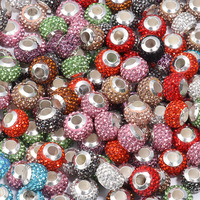 Manik-manik Shambhala Tanah Liat Lunak 14mm Lubang Besar Berhiaskan Rhinestone untuk Pembuatan Perhiasan