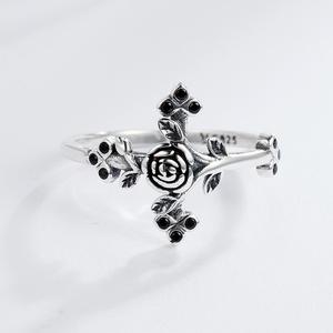 SCR179 cross rose <span class=keywords><strong>Pierre</strong></span> branch gothic men's ring ornament ring - Product Image 3