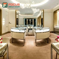 Vitrine de présentation de bijoux haut de gamme moderne en bois et verre avec éclairage LED, présentoir intérieur en métal pour boutique