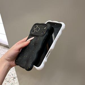 Coque souple 3D élégante effet météorite pour iPhone Air 12 13 14 15 16 17 Pro Max, motif points d'encre colorés, bord ondulé et froissé - Product Image 5