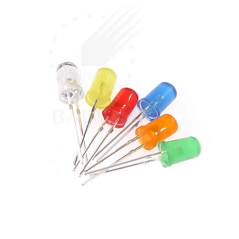 F5 Inline lamp Bead 5MM light-Emitting Diode LED light With Bright White Blue Red Green Yellow Orange Pink round Head