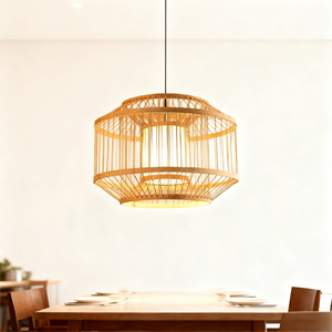 Lámpara colgante de bambú de alta calidad, pantalla de <span class=keywords><strong>ventilador</strong></span>, nuevo diseño, pantalla de ratán natural para cocina, comedor para el hogar - Product Image 3