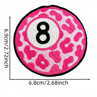 Écussons brodés personnalisés 8 Ball de conception usine, de haute qualité, en gros, thermocollants, motifs Léopard, Vache, Cerise et Cœur 8 Ball