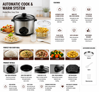 Cuisinière à riz électrique intelligente multifonctionnelle pour la maison, 1,8 L / 2,2 L / 2,8 L, en acier inoxydable, avec tasse à mesurer et spatule, certifiée CE CB ETL