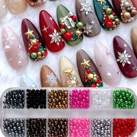Perles de Noël en plastique avec strass, billes de caviar 3D, mini-perles de couleurs mélangées, micro-billes, breloques pour ongles, perles de différentes tailles, art des ongles de Noël