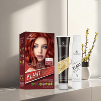 Crème colorante capillaire semi-permanente à base de plantes biologiques professionnelle, sans ammoniaque, sans irritation, couleur rouge brillante pour supermarché