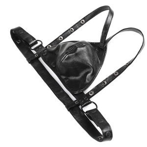Sous-vêtements en cuir pour hommes avec poche et sangle bandoulière, conçus pour un usage érotique - Product Image 1