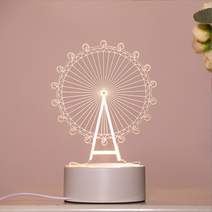Lámpara de noche creativa para dormir con protección ocular, lámpara Led de ahorro de energía Girlish Heart Dormitorio Usb3d Night Light - Product Image 3